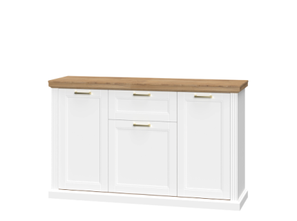 Comoda cu 3 usi si 1 sertar TARA WHITE 167x102x48cm alb mat/ nuc Pacific