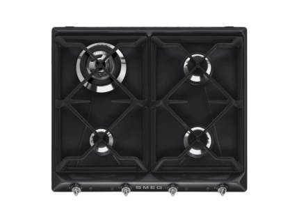 Plita incorporabila pe gaz Smeg Victoria SR964NGH, negru, 60 cm, Wok, fonta