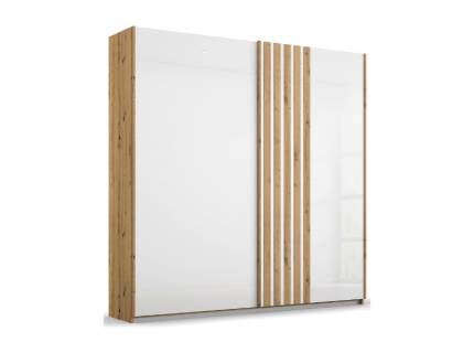 Dulap cu usi glisante MOSBACH 181x210x62cm stejar Artisan/ sticla alba 