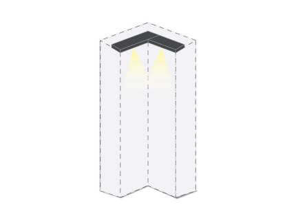 Cornisa passepartout cu LED pentru dulapul de colt PIANO WHITE alb lucios 