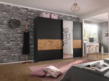 Dulap gri metalic/stejar 271x210x62cm BOSTON EXTRA