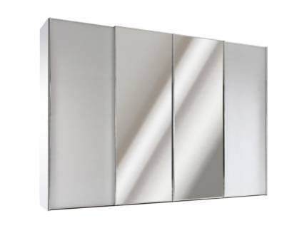 Dulap cu 4 usi glisante 400x240x68cm alb mat/ oglinda, maner crom model 2 SINFONIE PLUS