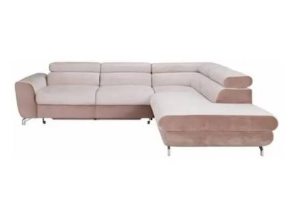 Coltar extensibil PIANO catifea beige, cu lada pentru depozitare, tetiere reglabile 270x233cm