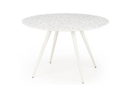 Masa ARAMIS din MDF si placa HPL terrazzo, otel vopsit alb 120xH76cm 