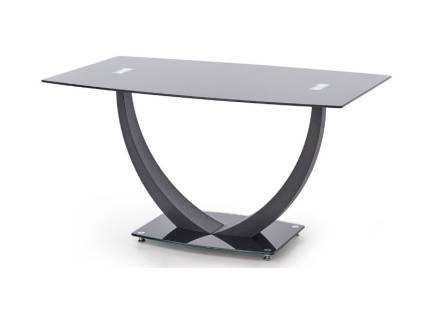 Masa ANTON din sticla neagra, metal negru 140x80xH75cm