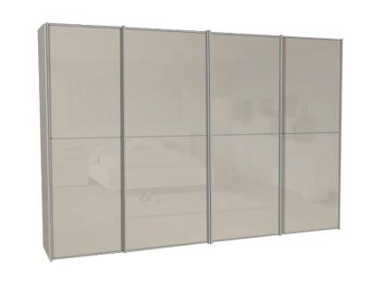 Dulap cu 4 usi glisante 400x222x68cm sand mat/ sticla sand, maner aluminiu model 43 SINFONIE PLUS 