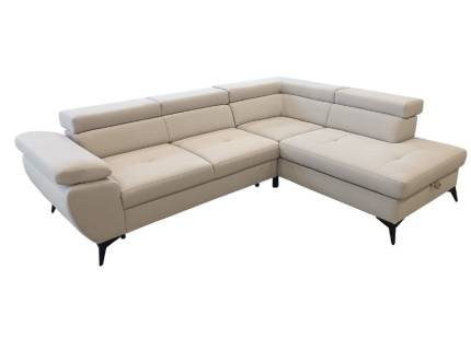 Coltar extensibil FLORIS cu lada pentru depozitare, tetiere reglabile, cotiera reglabila, personalizabil 256x200m