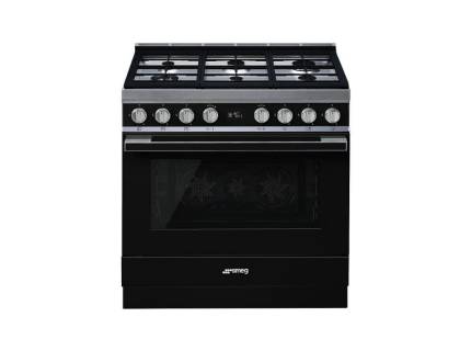 Masina de gatit mixta Smeg Portofino CPF9GPBL, 90 cm, negru, 6 arzatoare, pirolitic