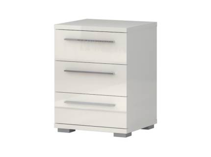 Noptiera cu 3 sertare PIANO BEIGE 45x61x40cm bej lucios, picioare si manere crom