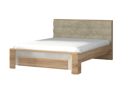 Pat cu somiera GALA 160/ 180cm bej lucios/ Nuc Pacific