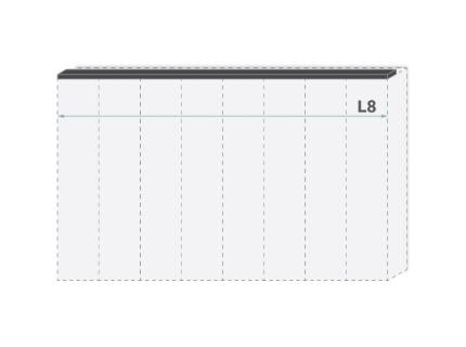 Cornisa passepartout pentru dulapul cu 8 usi PIANO WHITE 362x17.3x2.5cm alb lucios