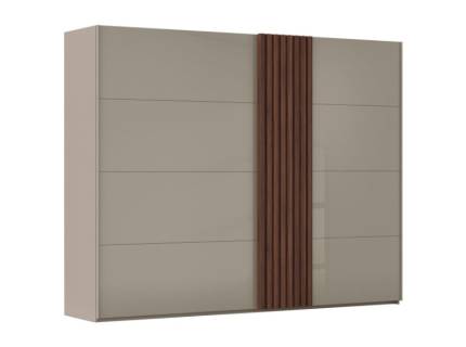 Dulap cu usi glisante TEGIO 281x223x69cm fango mat/ sticla fango - Walnut