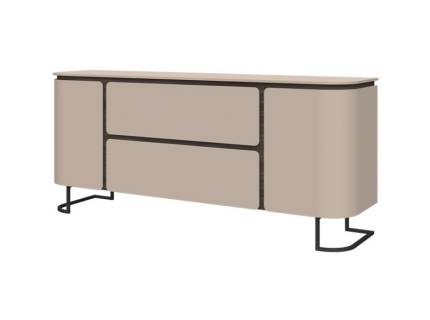 Comoda cu 2 usi si 2 sertare AURA 182x79x46cm mocca, picioare antracit