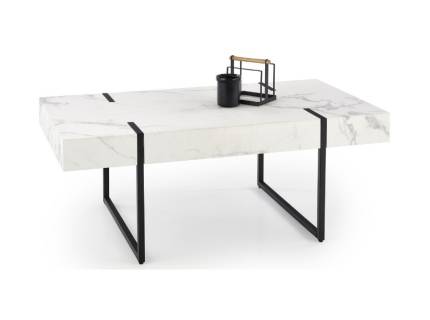 Masuta BLANCA din MDF furniruit cu efect de marmura alba, metal negru 110x60xH43cm