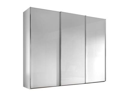 Dulap cu 3 usi glisante 298x222x68cm alb/ sticla alba, maner crom model 3 SINFONIE PLUS 