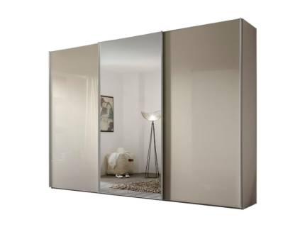 Dulap cu 3 usi glisante 280x200x68cm sand/ sticla sand - oglinda, maner aluminiu model 44 SINFONIE PLUS 