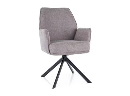 Scaun tapitat HUGO BREGO rotativ, material textil grey 58x60xH90cm, picioare negre