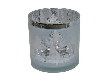 Suport lumanare mare din sticla argintiu 15x15x15cm