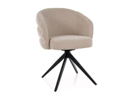Scaun tapitat ORES rotativ, material textil beige 62x61xH83cm, picioare negre