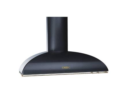 Hota semineu Smeg Colonial KS89AOE, 90 cm, antracit cu estetica alama