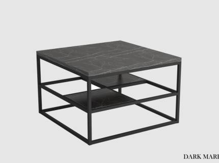 Masuta CORYS cu spatiu tip suport, din PAL Egger, metal negru 70x70xH45cm