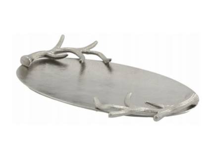 Tava mica argintiu cu coarne 38.5x27x4.5cm