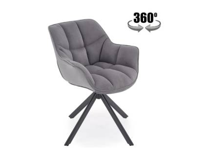 Scaun tapitat K610 rotativ, material textil grey 65x64xH79cm, picioare negre 