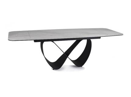 Masa extensibila INFINITY CERAMIC CLOUD din ceramica cu efect de marmura Nature Cloud alba, metal negru 160-240x95xH76cm