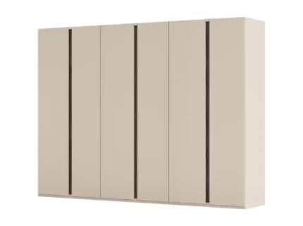 Dulap cu 6 usi cu balamale LUANA 301x223x61cm champagne/ cu manere integrate Atlantic Dark 