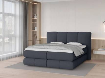 Pat Boxspring cu spatiu pentru depozitare ALBERTO 140/ 160/ 180cm personalizabil 