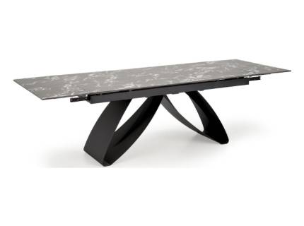 Masa extensibila HILARIO BLACK din marmura neagra, metal negru 180-260x90xH75cm