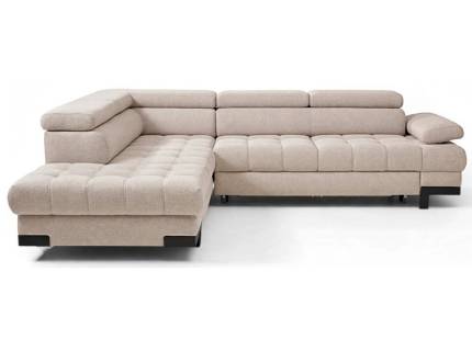Coltar extensibil SELVA L cu lada pentru depozitare, tetiere reglabile, personalizabil 263x223cm
