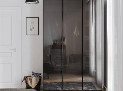  Dulap cu 3 usi sticla BLACK