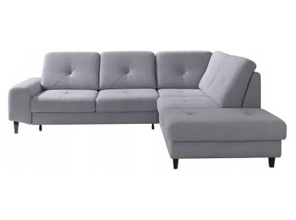 Coltar extensibil PLAY material textil gri, cu lada pentru depozitare 265x225cm