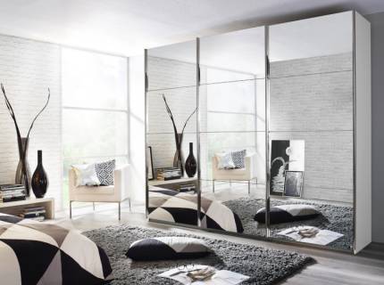 Dulap alb alpin/3 usi oglinda 203x210x62cm KULMBACH