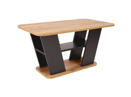 Masuta PLATON WOTAN cu spatiu tip suport, din PAL stejar wotan + maro 90x60xH46cm