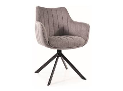 Scaun tapitat AZALIA BREGO rotativ, material textil grey 61x58xH86cm, picioare negre