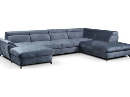 Coltar extensibil MAROLA U cu lada pentru depozitare, tetiere reglabile, spatar reglabil, personalizabil 238x348x180cm