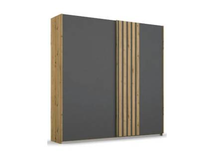 Dulap cu usi glisante MOSBACH 181x210x62cm stejar Artisan/ gri metalic 