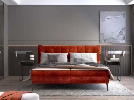 Pat tapitat cu saltea si spatiu pentru depozitare AURORA 160/ 180cm picioare negre