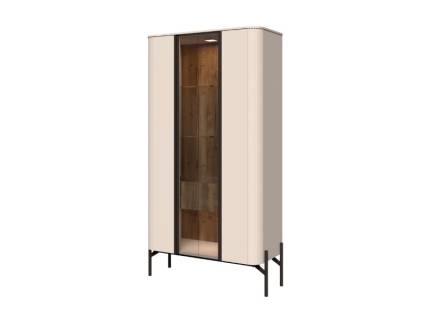 Vitrina cu 2 usi cu sticla RONDO 94x180x41cm casmir/ sticla fumurie, picioare si manere Midnight Copper