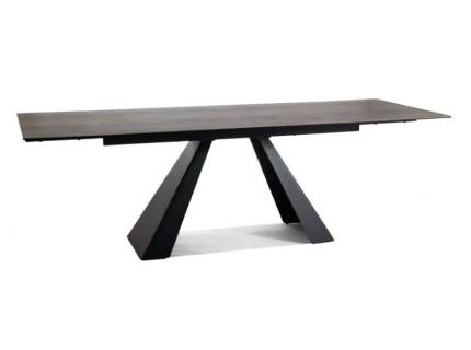 Masa extensibila SALVADORE CERAMIC WOOD din ceramica in nuanta lemnului, metal negru 180-260x90xH77cm