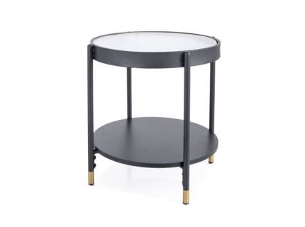 Masuta LAGUNA A din sticla securizata, metal negru + auriu 45xH48cm