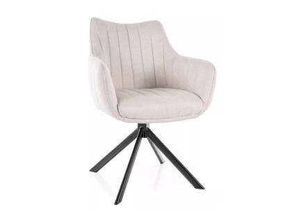 Scaun tapitat AZALIA VELVET rotativ, catifea cream 61x58xH86cm, picioare negre
