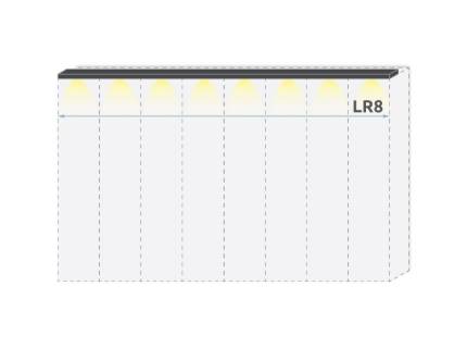 Cornisa passepartout cu LED pentru dulapul cu 8 usi PIANO WHITE 362x17.3x2.5cm alb lucios 