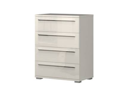 Comoda cu 4 sertare PIANO BEIGE 76x97x45cm bej lucios, manere crom