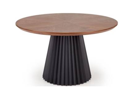 Masa HEVELIUS din MDF si furnir natural nuanta nucului 130xH77cm, otel vopsit negru in camp electrostatic