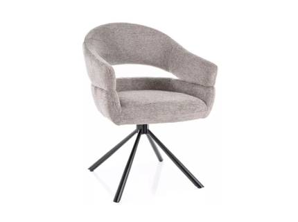 Scaun tapitat BORGO RAVEN rotativ, material textil grey 58x60xH87cm, picioare negre