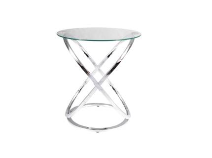 Masuta EOS C din sticla transparenta, metal crom 52xH56cm 