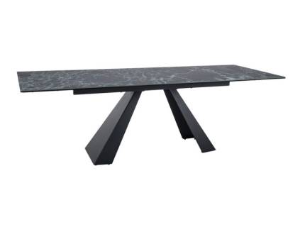 Masa extensibila SALVADORE CERAMIC VERDE ALPI din ceramica cu efect de marmura Verde Alpi, metal negru 160-240x90xH77cm
